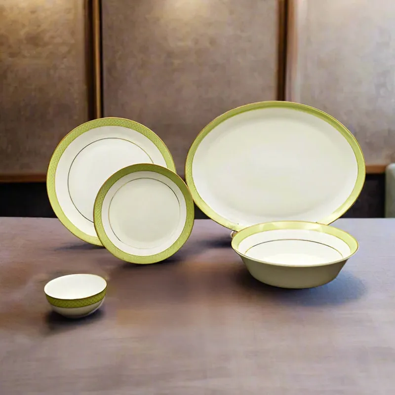 Princely 24k Gold Brushed Porcelain Dinner Set - 21 Piece Set media 4
