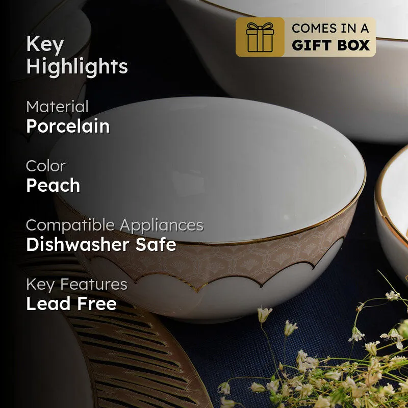 Gilded Legacy 24k Gold Brushed Porcelain Dinner Set (Peach) - 33 Piece Set media 2
