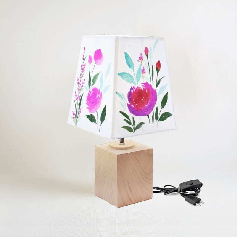 Delicate Flora Handpainted Fabric Table Lamp - Multicolor media 5