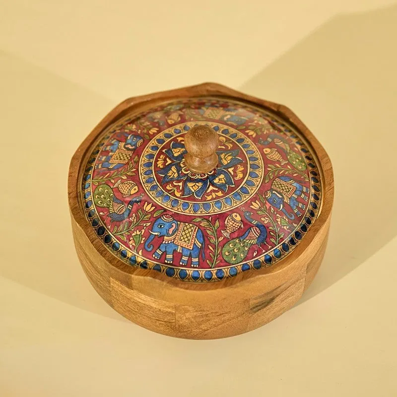 Mithila Wooden Masala Box with 7 Containers - Nine Piece Set media 4
