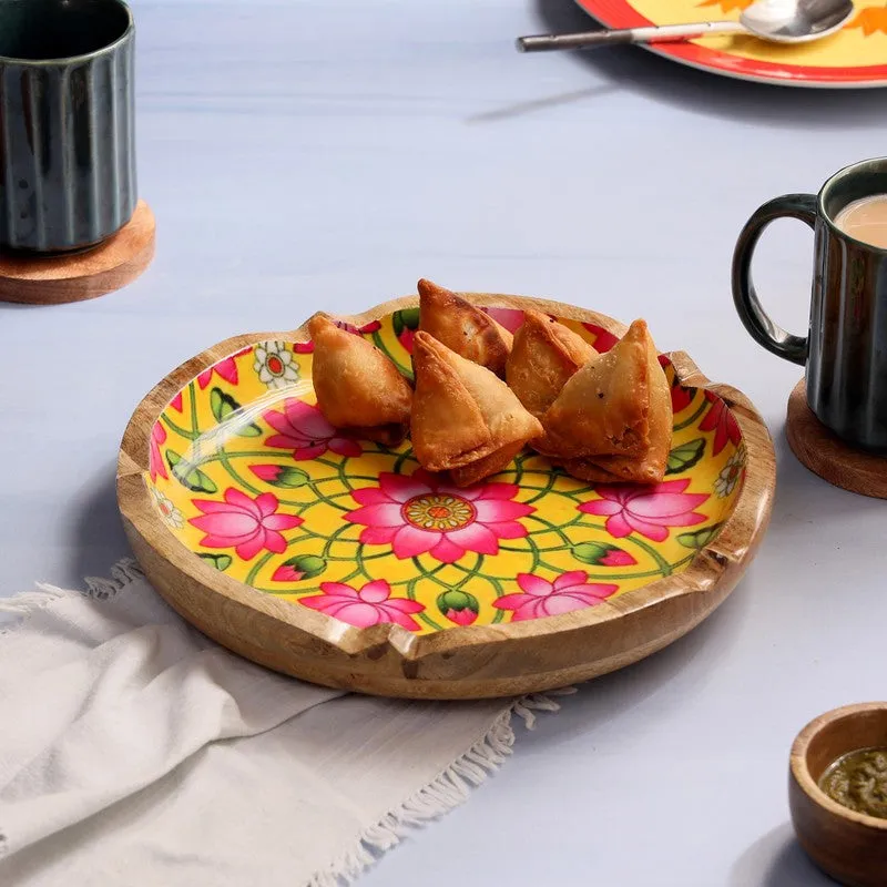 BloomLine Mango Wood Round Platter media 1