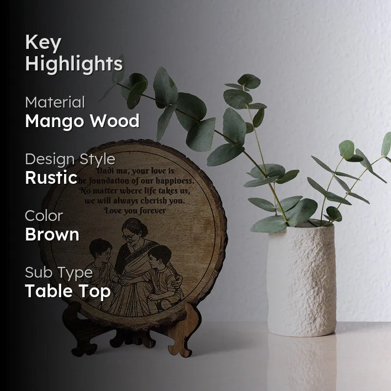 Dadi Is Happiness Wood Showpiece - Round media 2