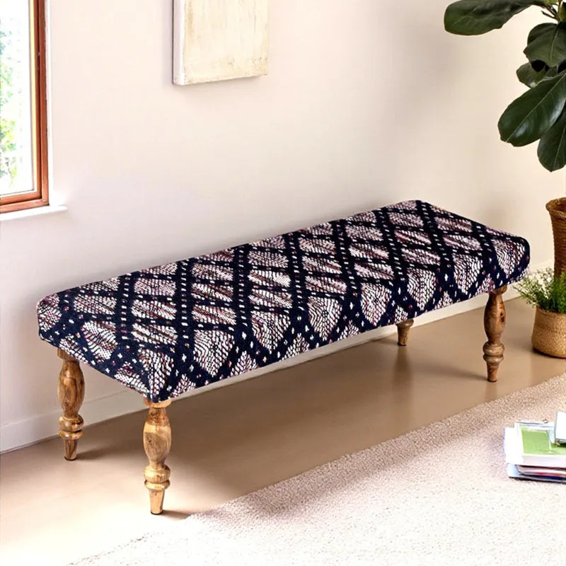 Axion Sheesham Wooden Bench - Blue media 1