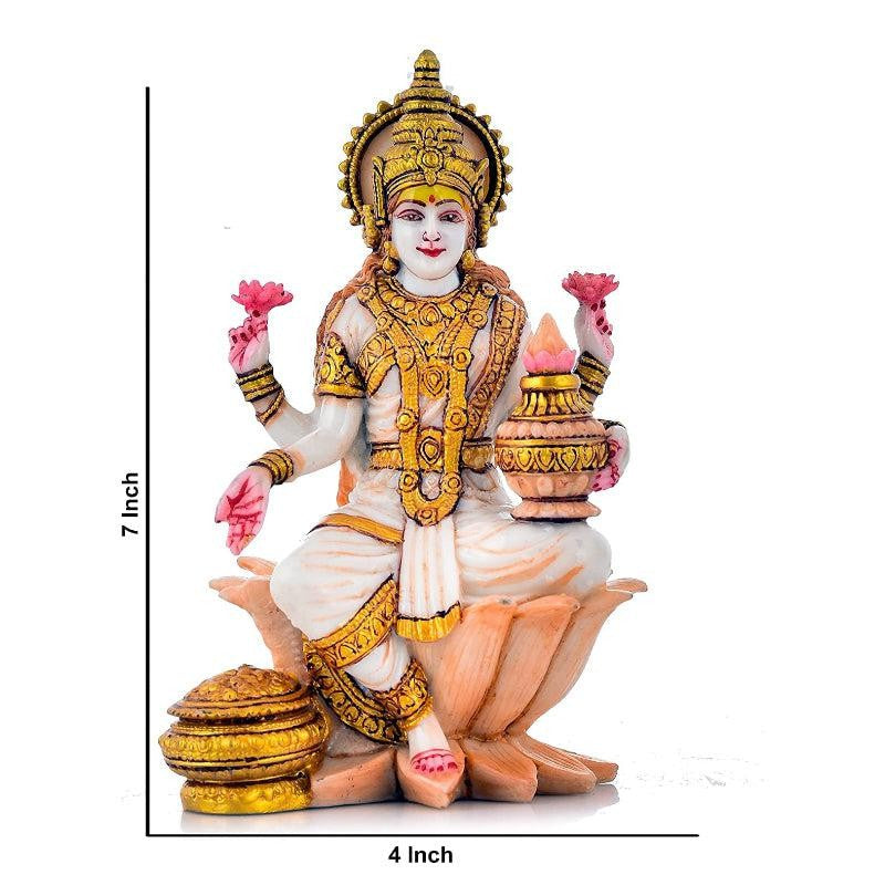 Sacred Lotus Seated Lakshmi Marble Idol media 5
