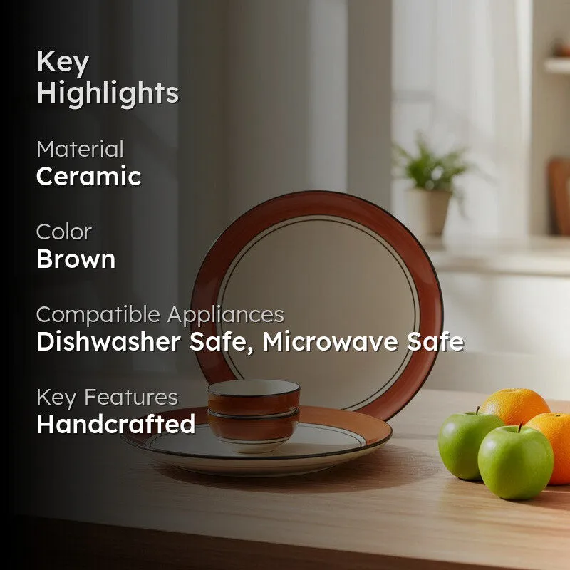 Terra Muse Viro Ceramic Dinner Set (Brown) - 4 Piece Set media 2