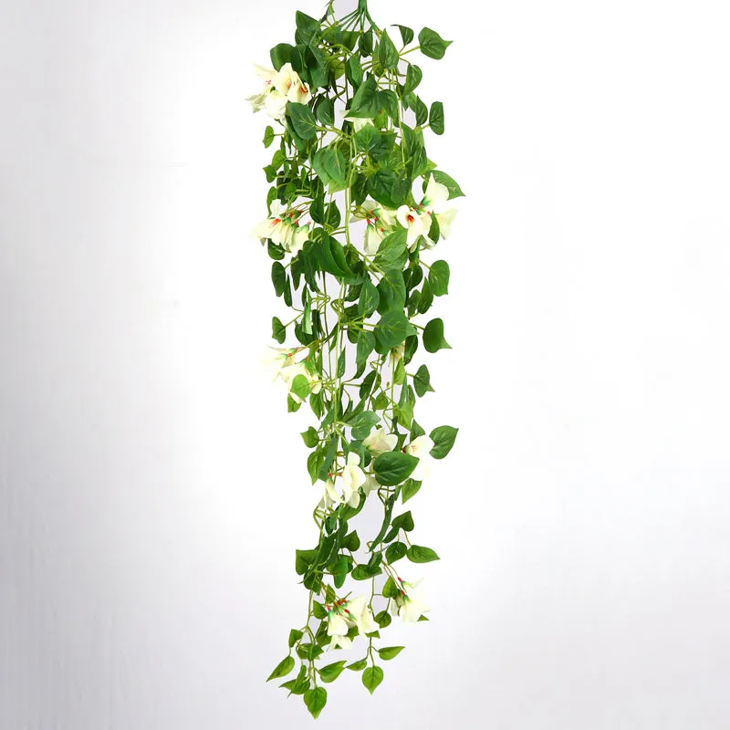 Peternia Artificial Hanging Bougainvillaea Plant - White & Green media 6