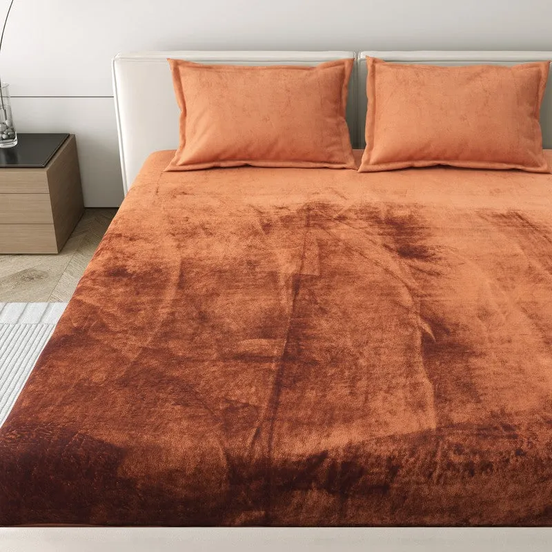 VelvetDream Woolen Bedsheet (Rust Orange) - 150 GSM media 4