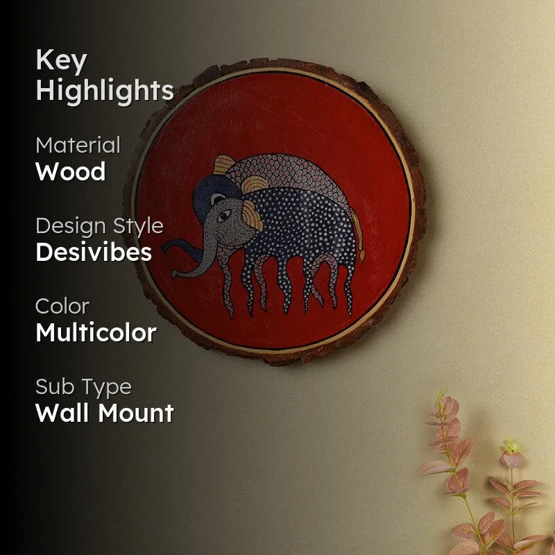 Indigo Elephanta Wooden Wall Accent media 2