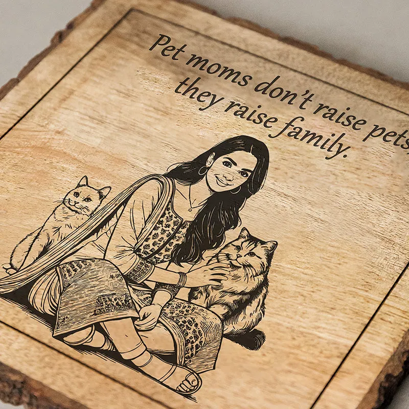 Pet Moms & Family Wood Showpiece - Square media 4