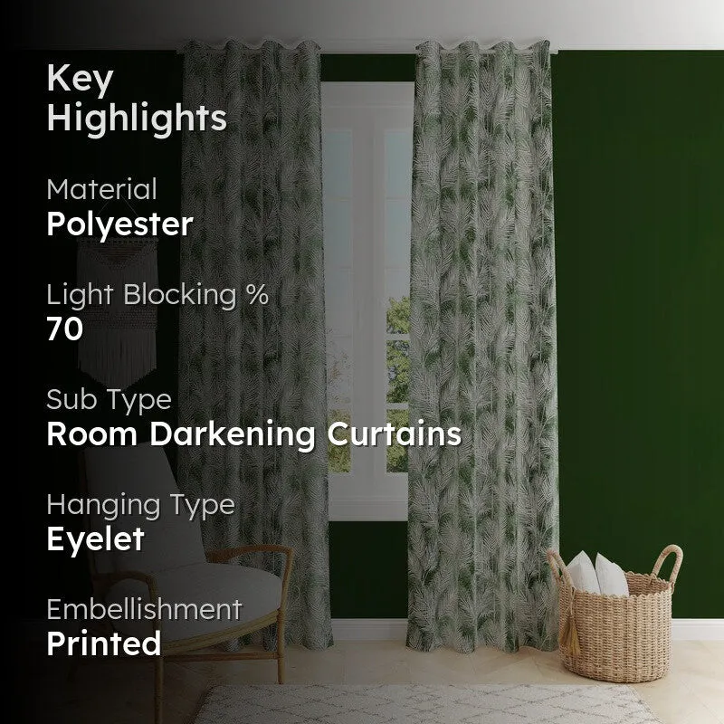 PureShade Printed Curtains (Green) - Set Of Two media 2