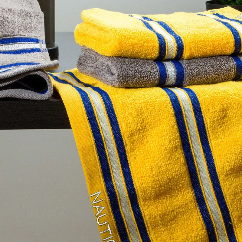Nautica Dove Dual Down Cotton Hand Towel (Yellow & Grey) - Set Of Four media 4