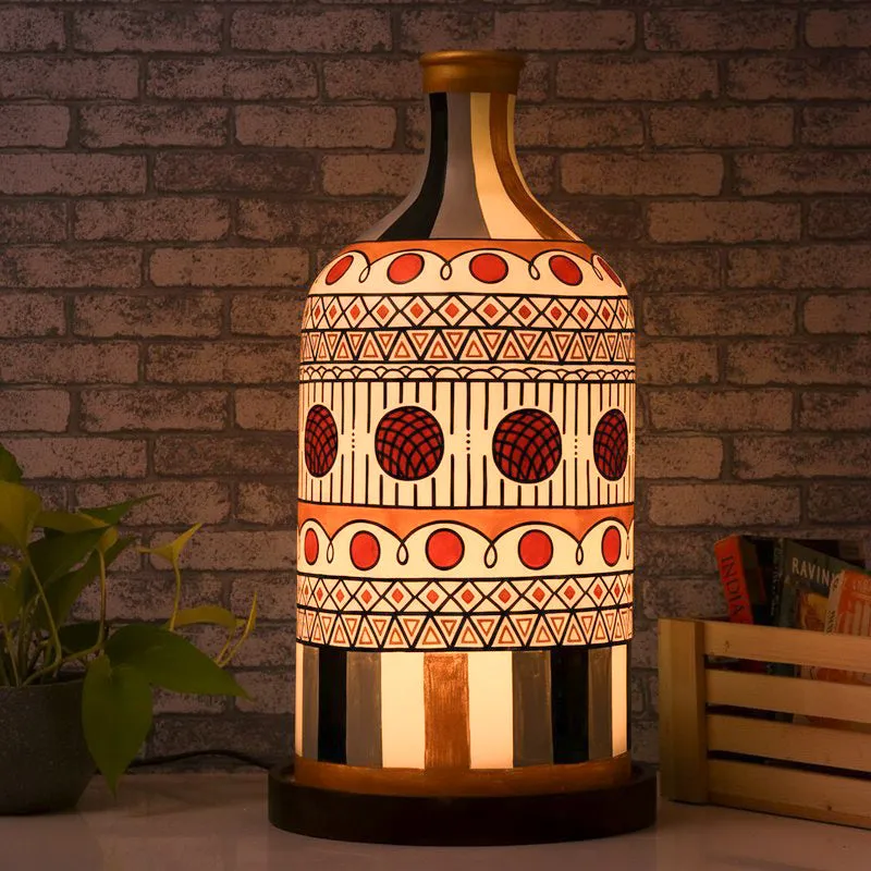 Mirza Traditional Hand Painted Glass Table Lamp - Multicolor media 1