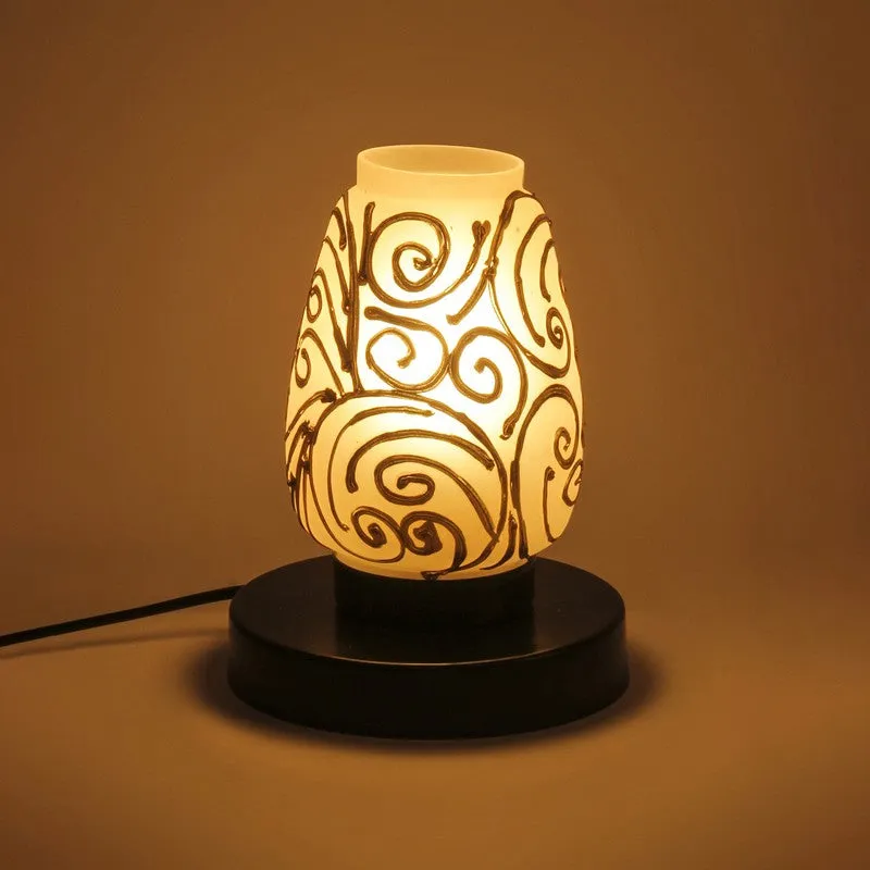 Spledra Glass Table Lamp With Wooden Base - Multicolor media 5