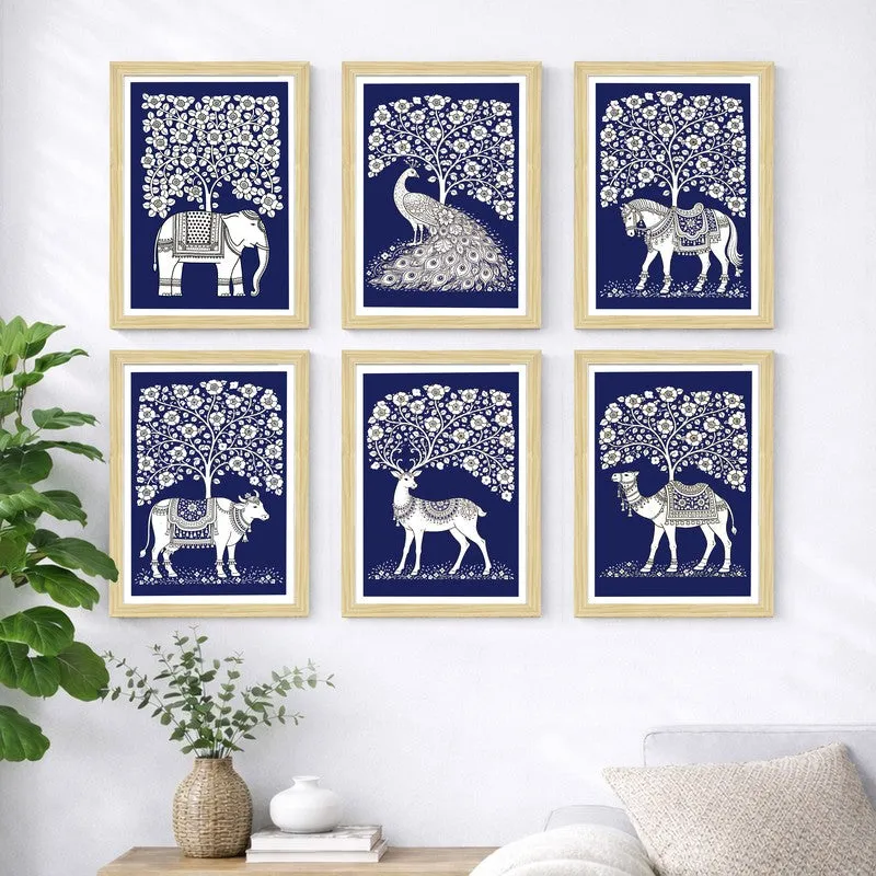 Rooted Spirits Paper Wall Painting With Frame - Set Of Six media 4