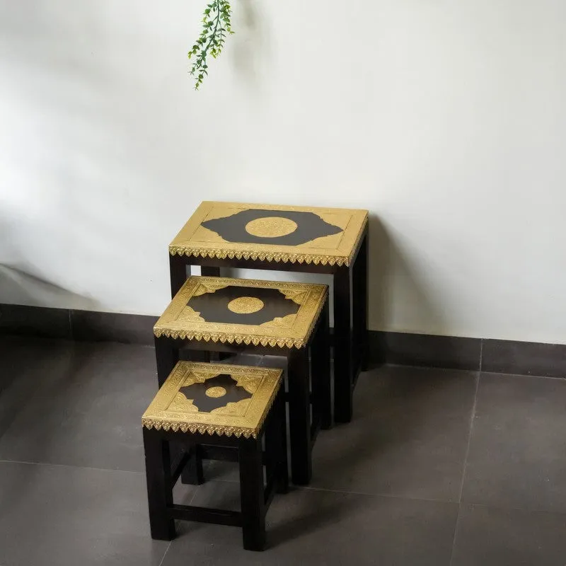 Ozyra Decorative Mango Wood Stool - Set Of Three media 4