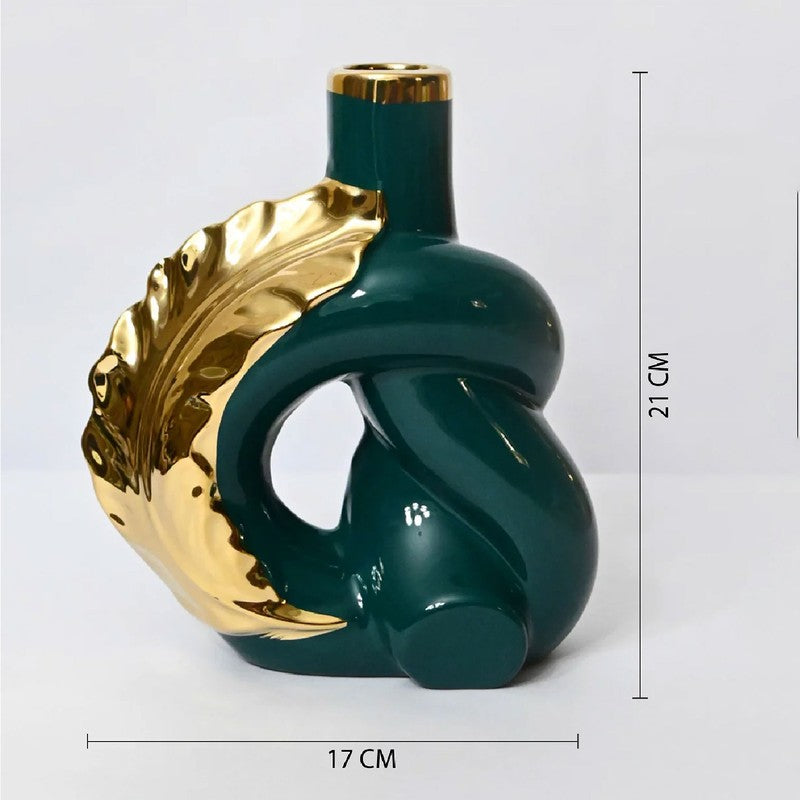 Elvion Modern Sculpted Art Vase - Green media 7