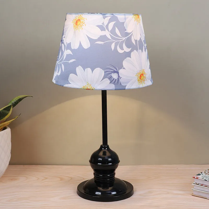 Daisy Blooms Griff Printed Metal Table Lamp - White,Blue,Black media 2