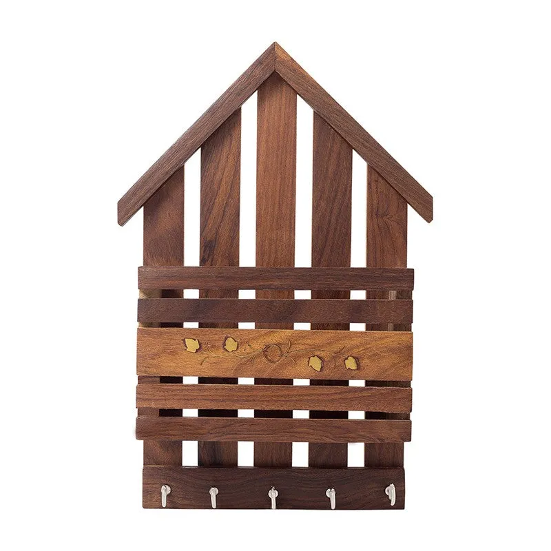 Hold & Hang Wood Magazine Holder With Key Hook media 4