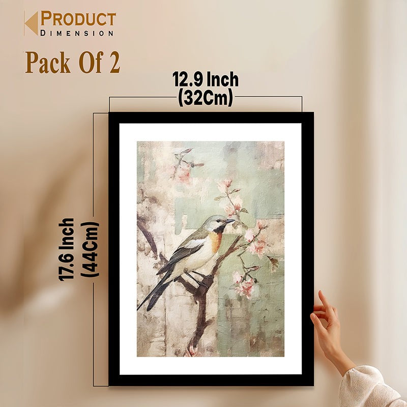 Sakura Birds Wall Art With Frame - Set Of Two media 10