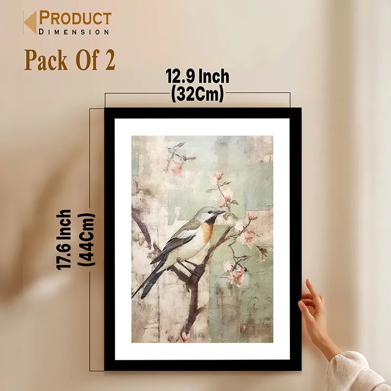 Sakura Birds Wall Art With Frame - Set Of Two media 10
