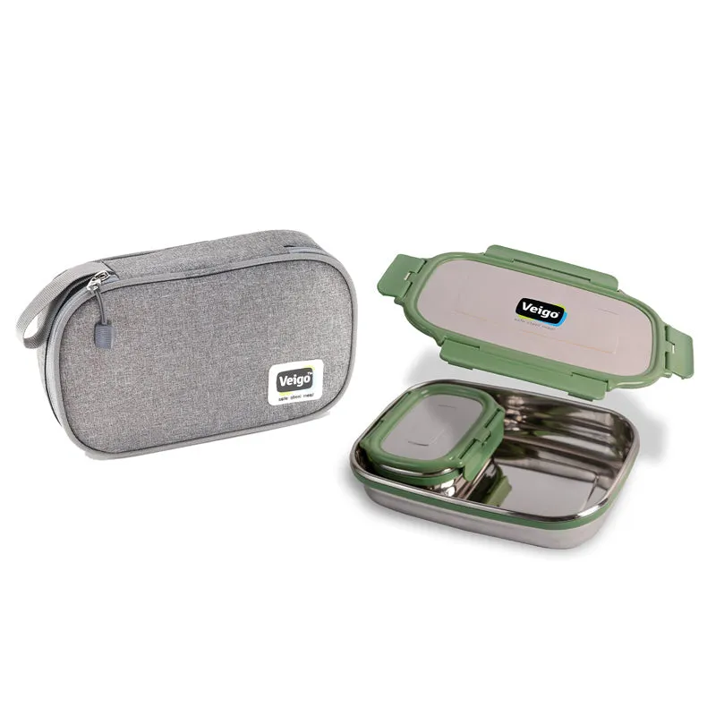 Delico Pack Green Lunch Box With Insulated Pouch (775 /150 mL) - Three Piece Set media 5