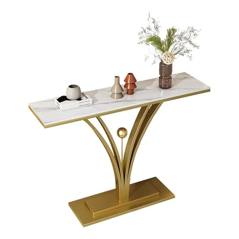 Modern Metal Console Table with Marble Base - Medium media 6