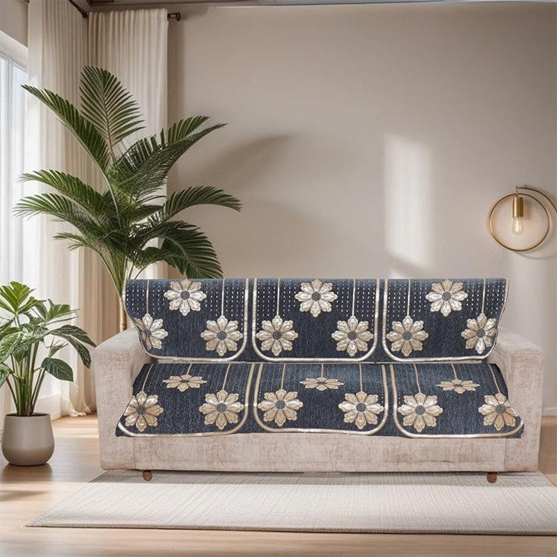 Mitha Floral  Sofa Cover (Grey) - Set Of Six media 3
