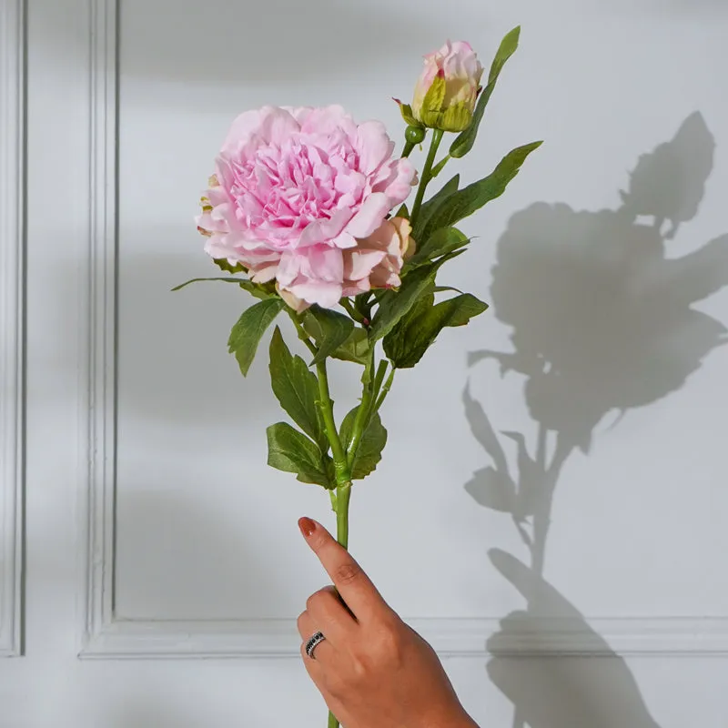 Faux Peony Flower Stick (Light Pink) - 26 CM media 3