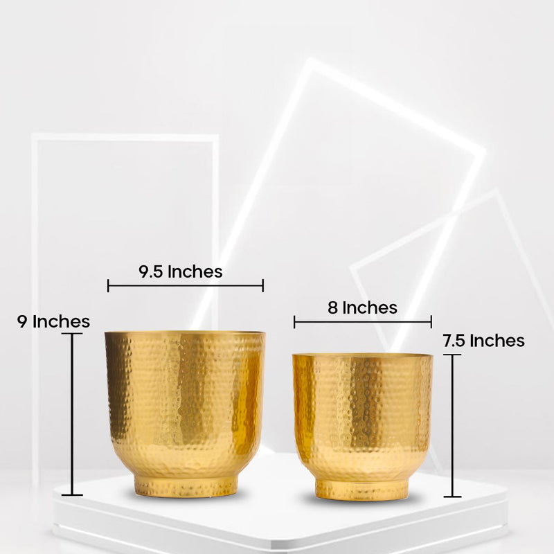 Edo Hammered Golden Planter (Gold) - Set Of Two media 7