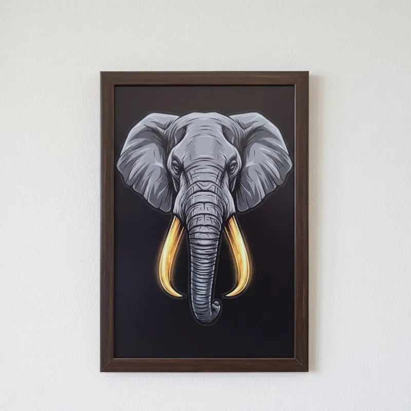 Majestic Wildlife Portrait Wall Painting With Frame - Set Of Three media 4