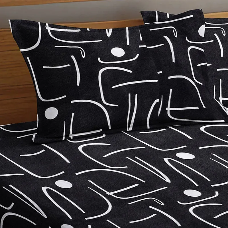 Juniper Fitted Bedsheet (Black) - 180 GSM media 5