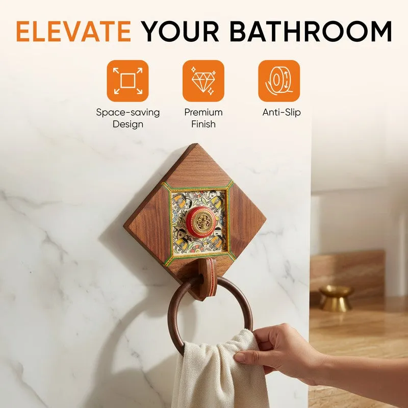 Gitika  Brass & Wood Towel Hanger media 8