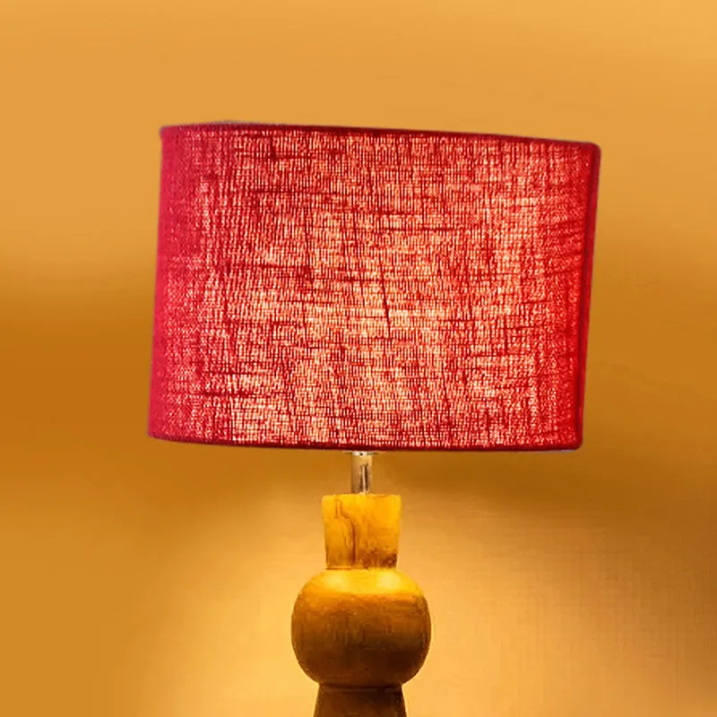 Angler Jute Wooden Table Lamp - Maroon,Brown media 4