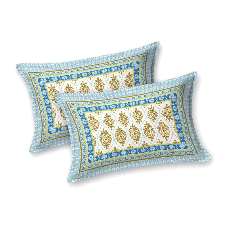 Gardenet Cotton Bedsheet (Yellow,Blue) - 240 TC media 4