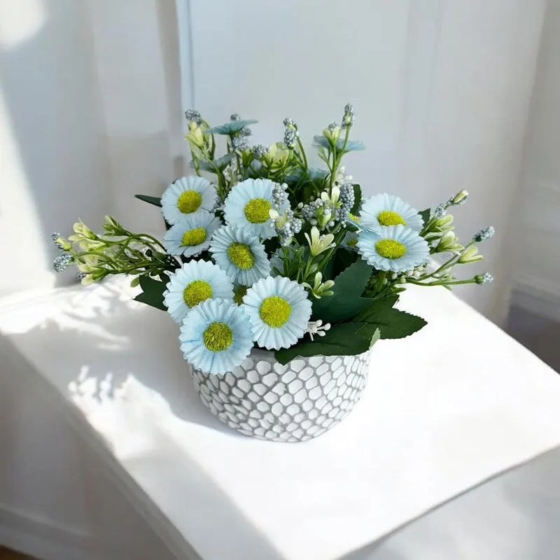 Faux Aster Artificial Flower With Pot - Blue media 4
