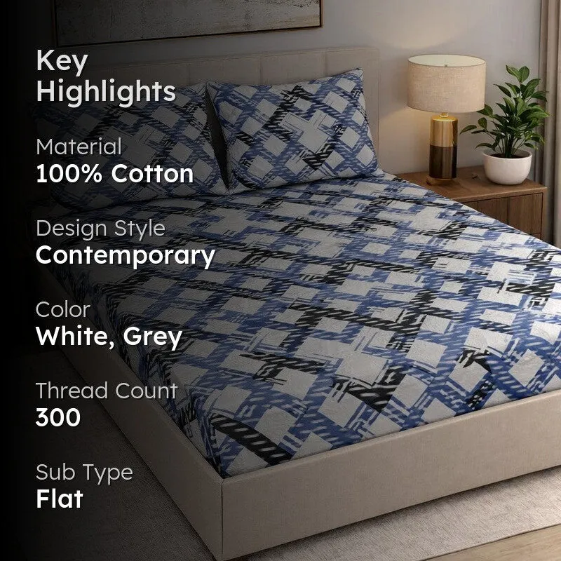 Inter Grid Cotton Bedsheet - 300 TC media 2