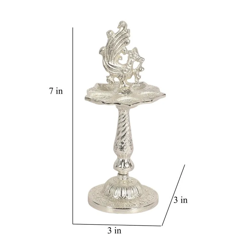 Antique Mayur Diya - Silver media 9