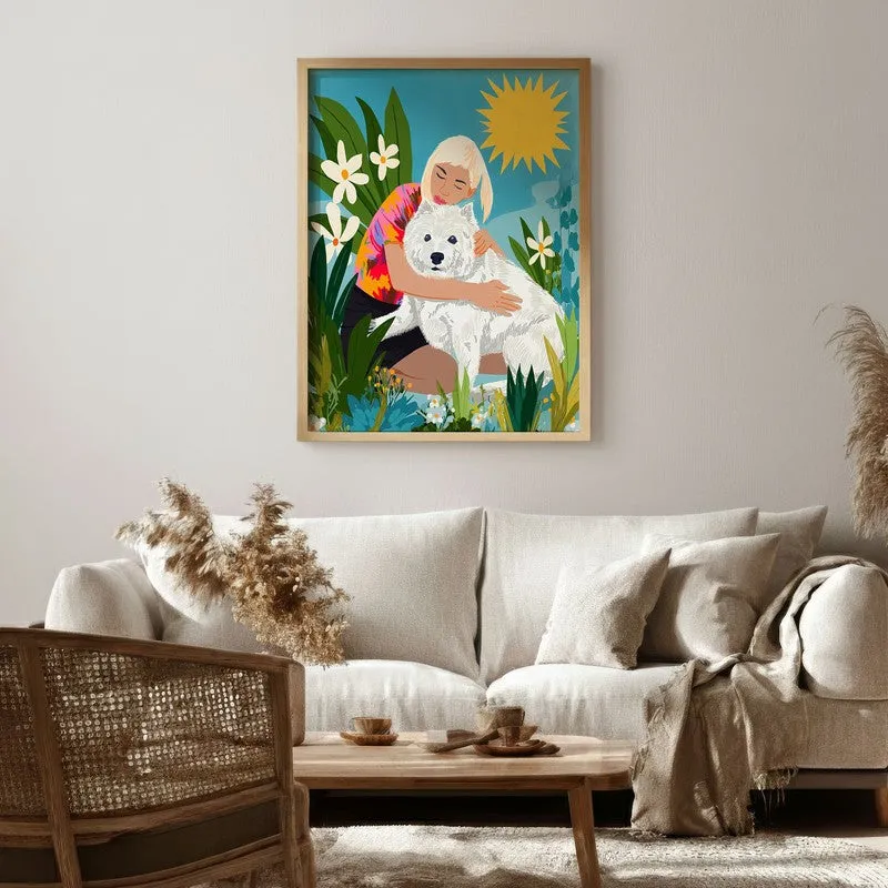 Sunlit Embrace Canvas Wall Painting - Brown Frame media 1