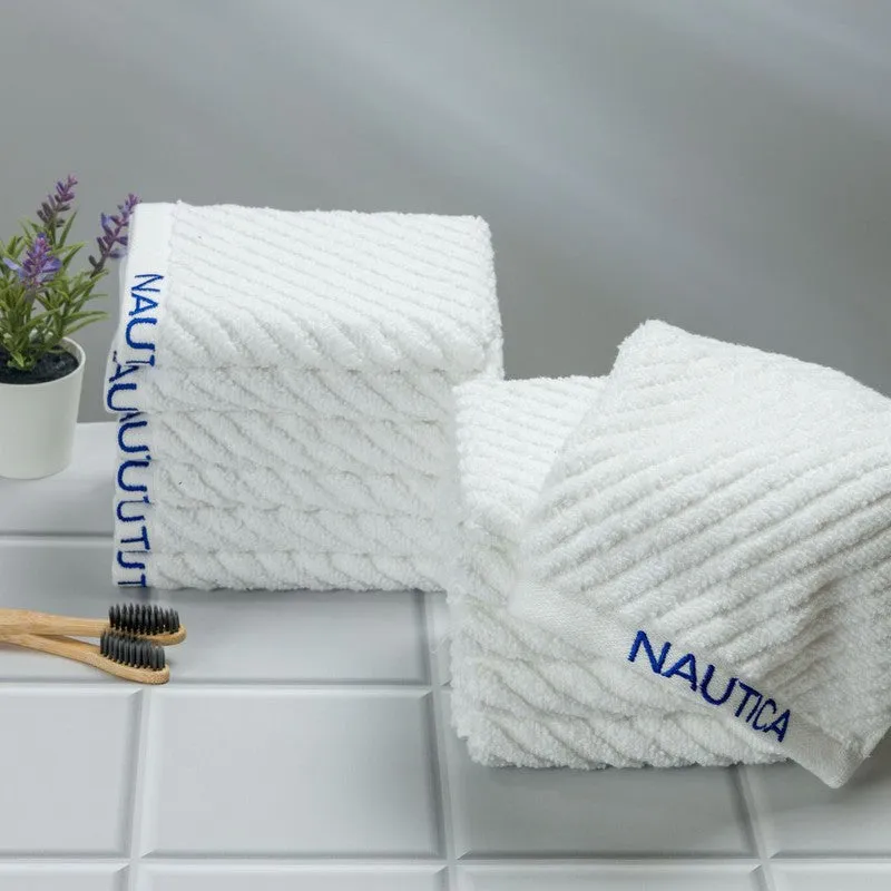 Nautica Riviera Soft Cotton Hand & Face Towel (White) - Set Of Twelve media 3
