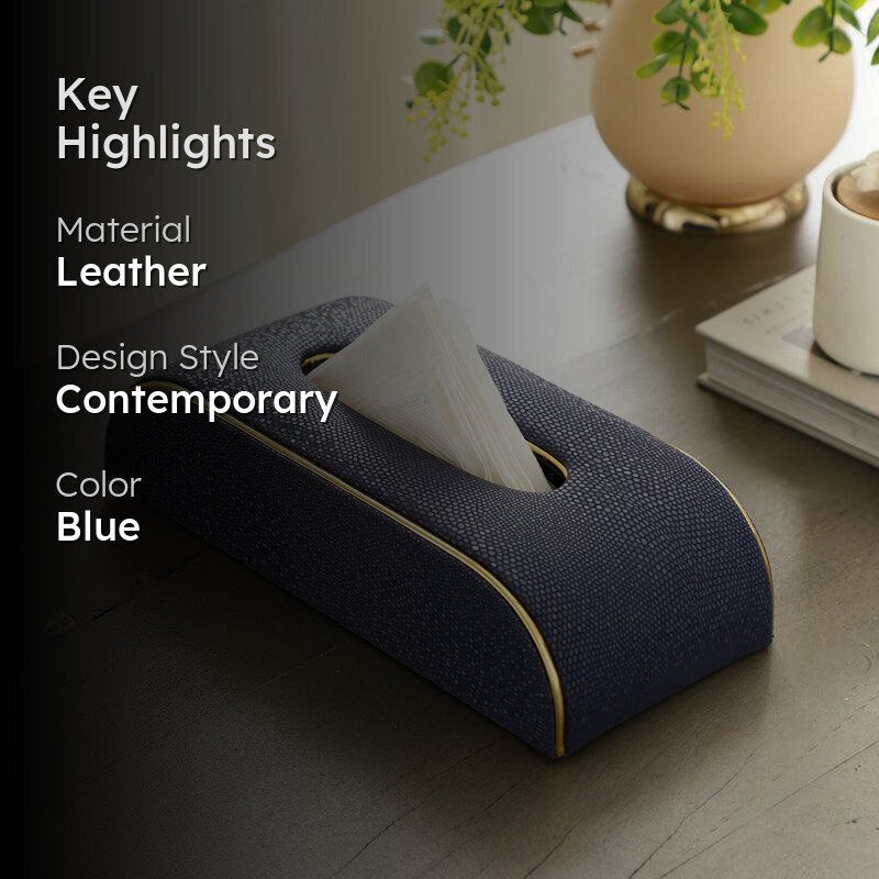 Relca Premium Blue Leather Tissue Box Holder media 2