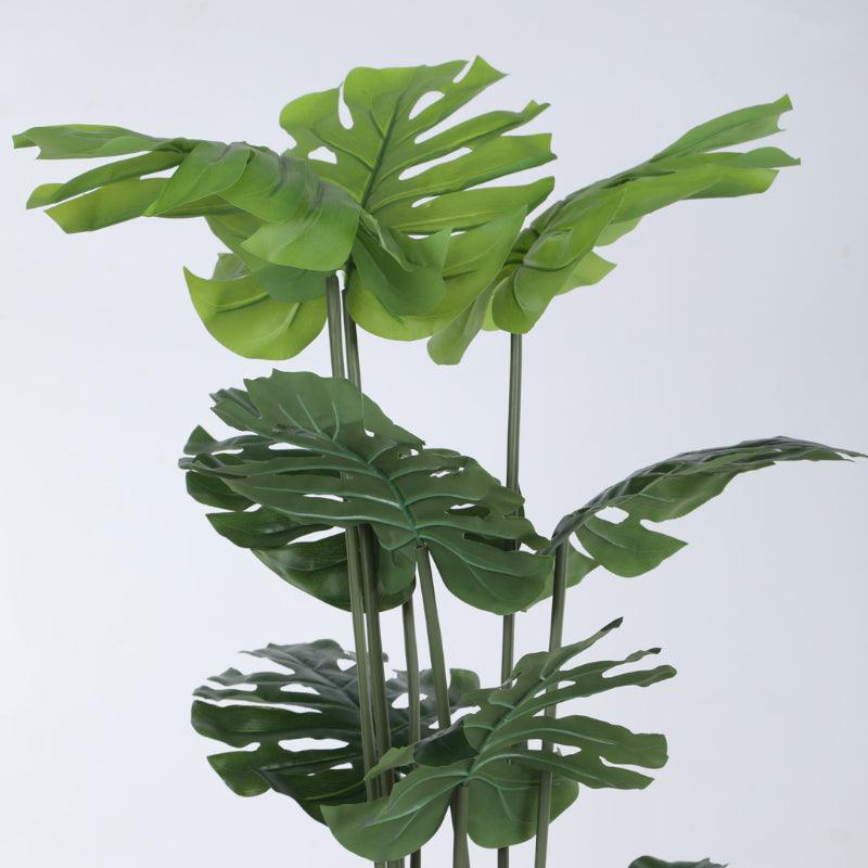 Faux Tall Green Monstera Swiss Cheese Plant With Black Plastic Pot - 3.94 ft media 5