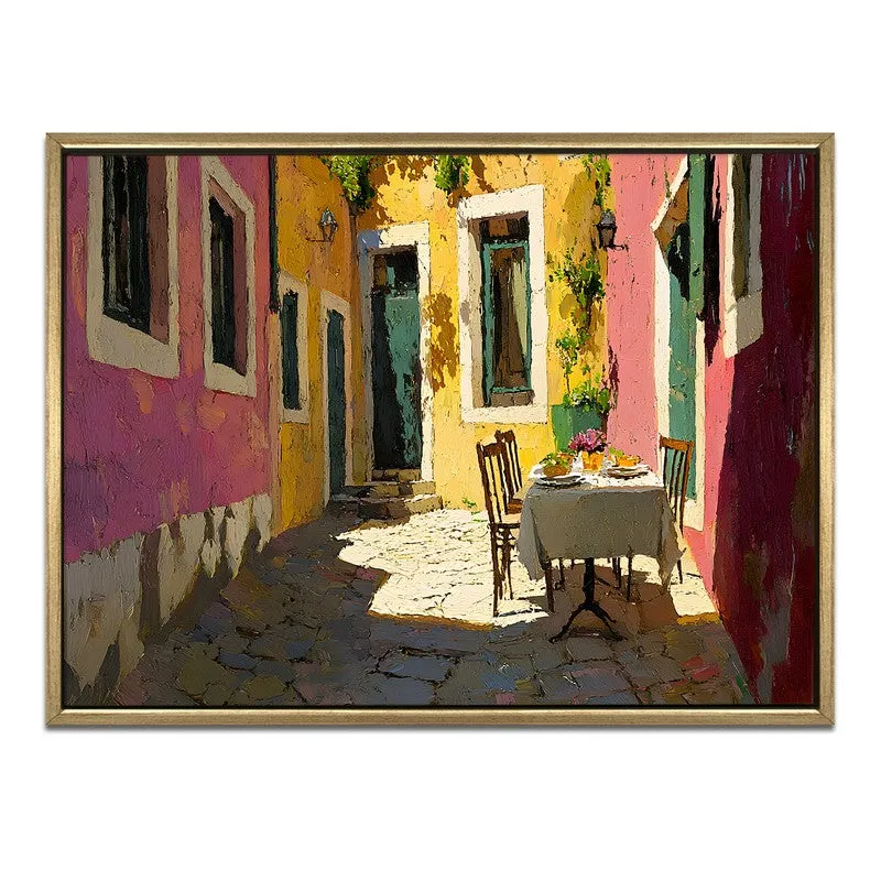 Colorful Village Canvas Wall Painting With Frame media 3