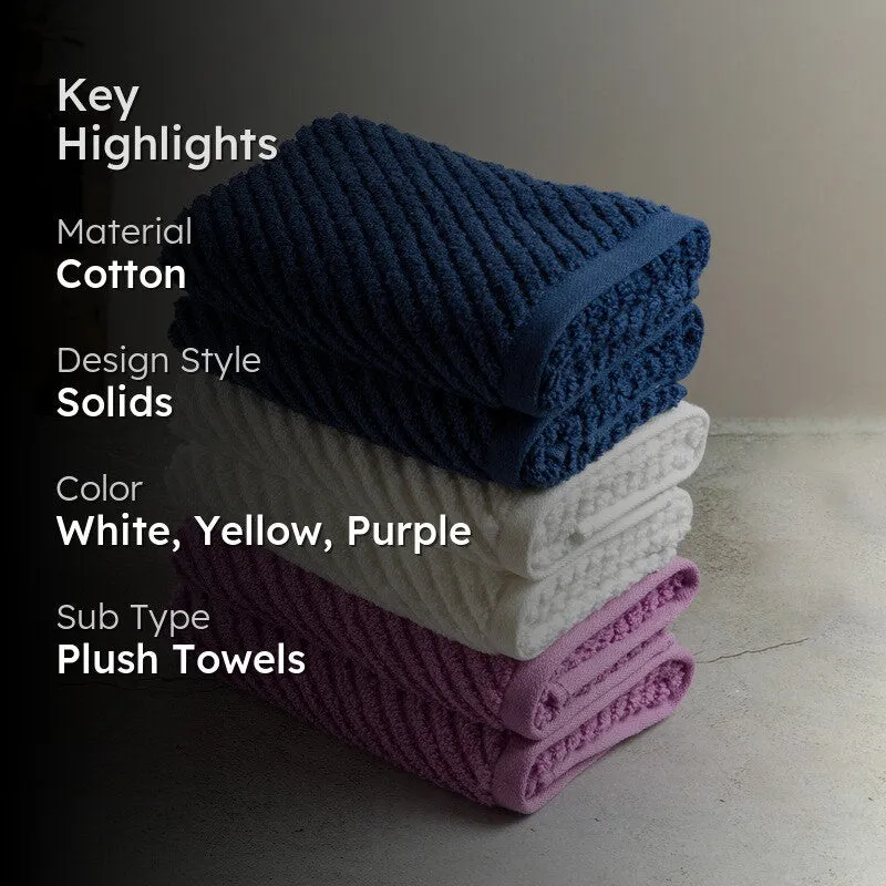 Nautica Riviera Soft Cotton Hand Towel (White, Dark Blue & Lilac) - Set Of Six media 2