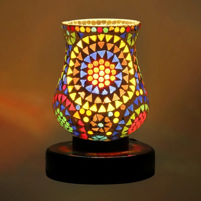 Sparkira Mosaic Glass Table Lamp With Wooden Base - Multicolor media 6