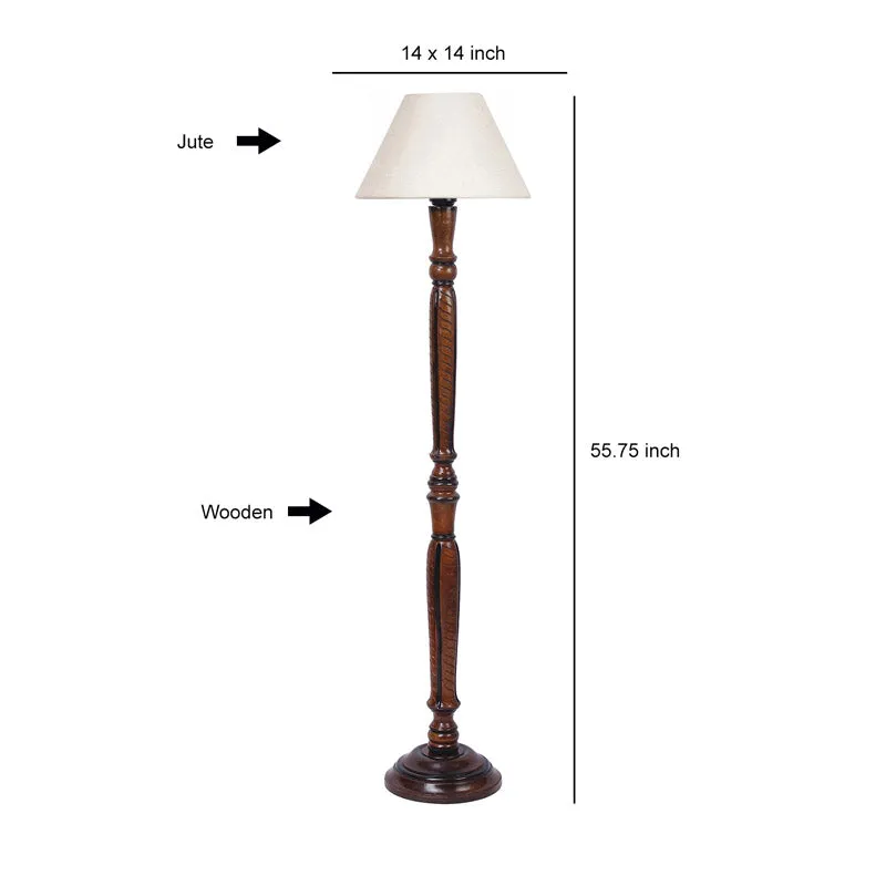 Hima Vintage Wooden Floor Lamp With Jute Shade - White media 7
