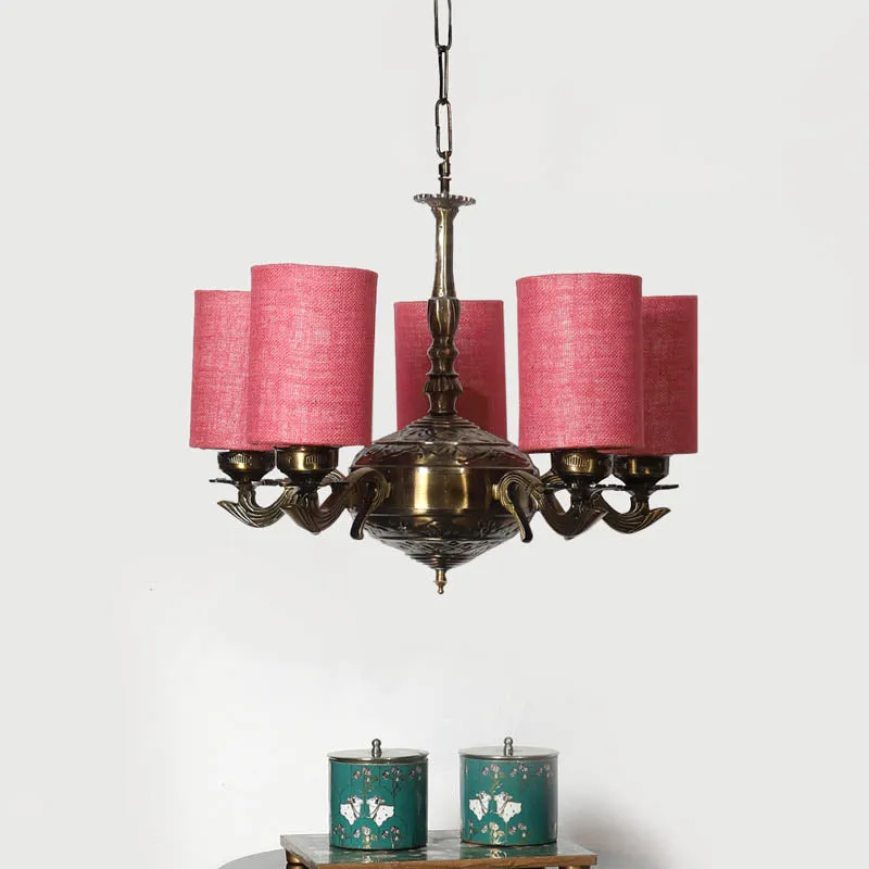 Glanzle Cylindrical Golden Antique Ceiling Lamp media 2