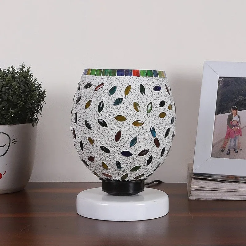 Celesta Mosaic Glass Table Lamp With Wooden Base - Multicolor media 4