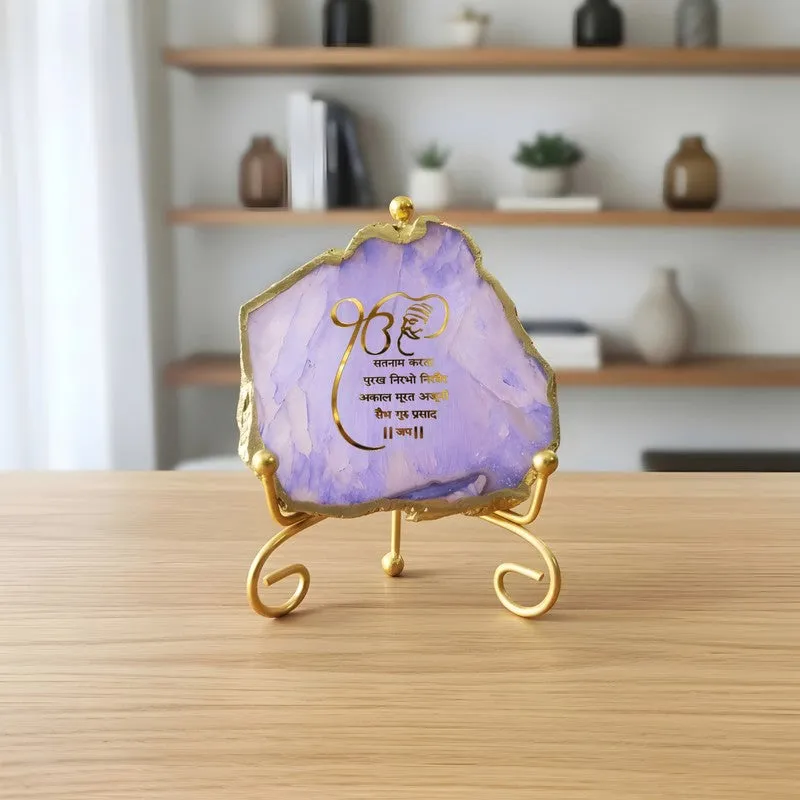 Krishna Blessing Aura Agate Showpiece With Stand - Purple media 4
