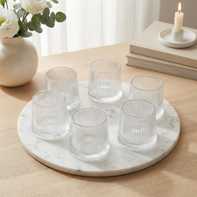 Vitrics Glass Round Scotch Glasses (350 mL Each) - Set Of Six - 350 ML