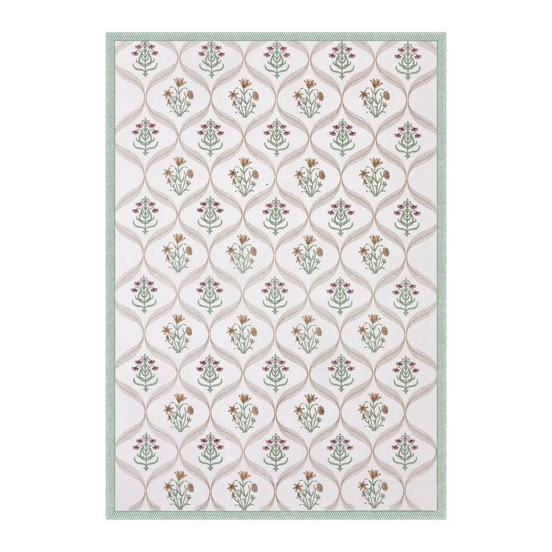 SignatureWhite Cotton Table Cover - Pink,Beige media 5